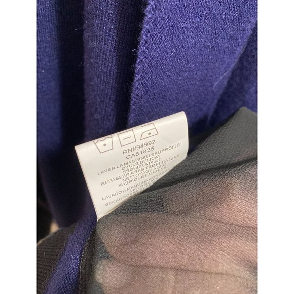 Patrizia Luca Milano Navy Open Front Cardigan Sweater Flowy Pleated Nylon Back - Picture 7 of 7